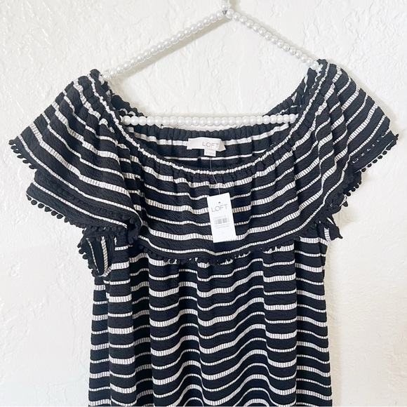 NWT LOFT Stripe Off Shoulder Dress - Picture 2 of 5